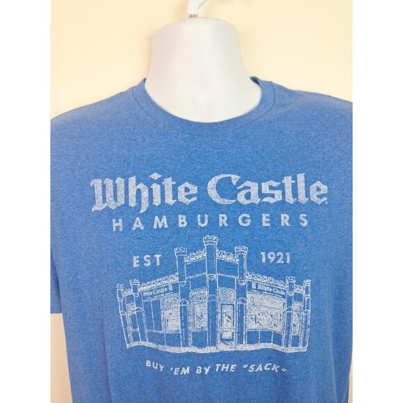 Official White Castle Hamburgers By The Sack Fast Food Blue Tshirt Size L - Picture 2 of 4